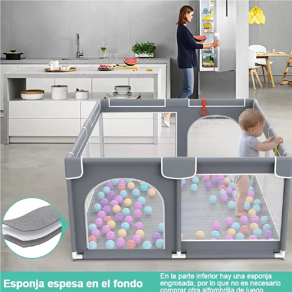 Corral Para Bebe Corralito De Juegos Plegable Infantil(con 30 Pelotas