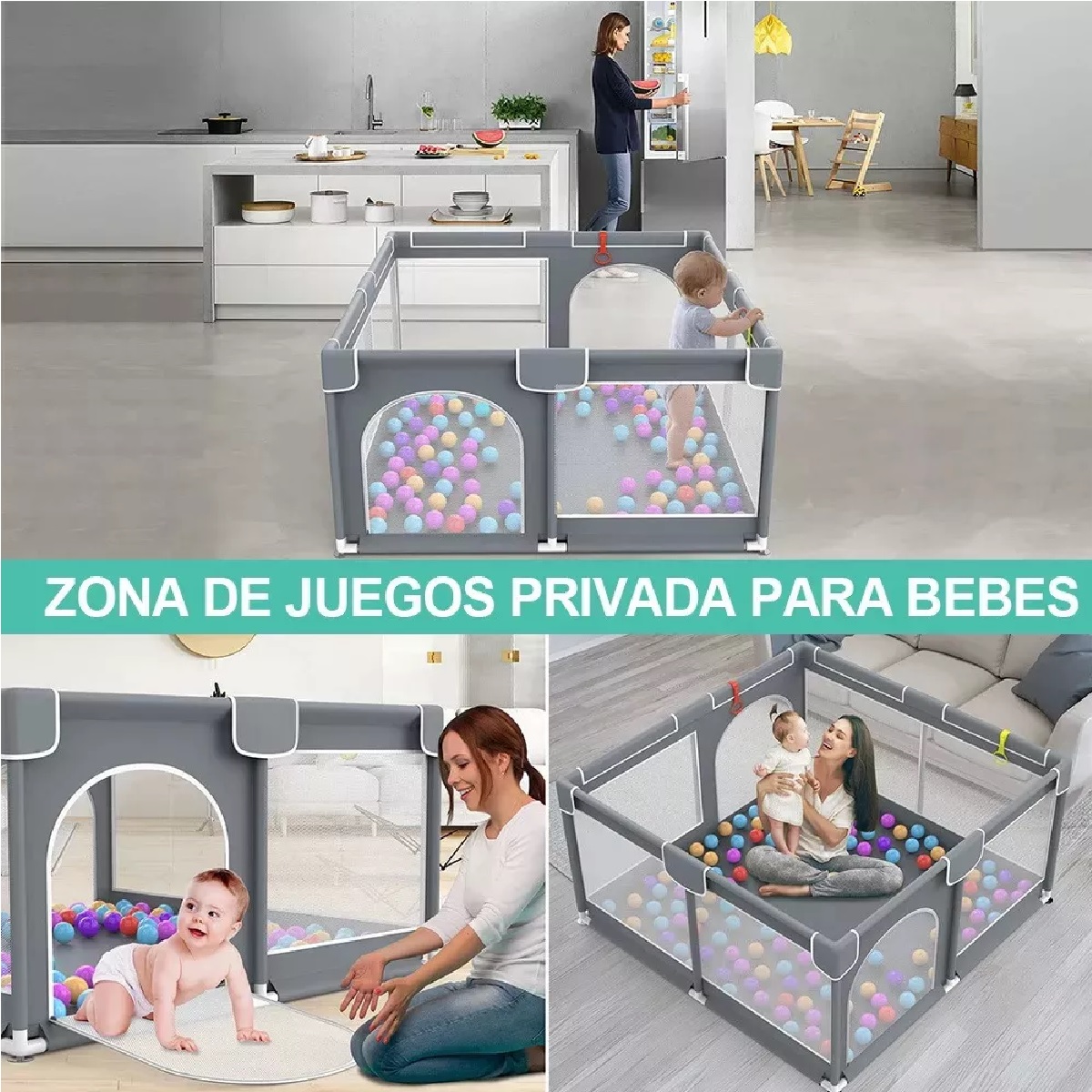Corral Para Bebe Corralito De Juegos Plegable Infantil(con 30 Pelotas