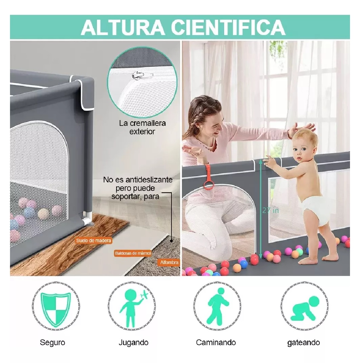 Corral Para Bebe Corralito De Juegos Plegable Infantil(con 30 Pelotas