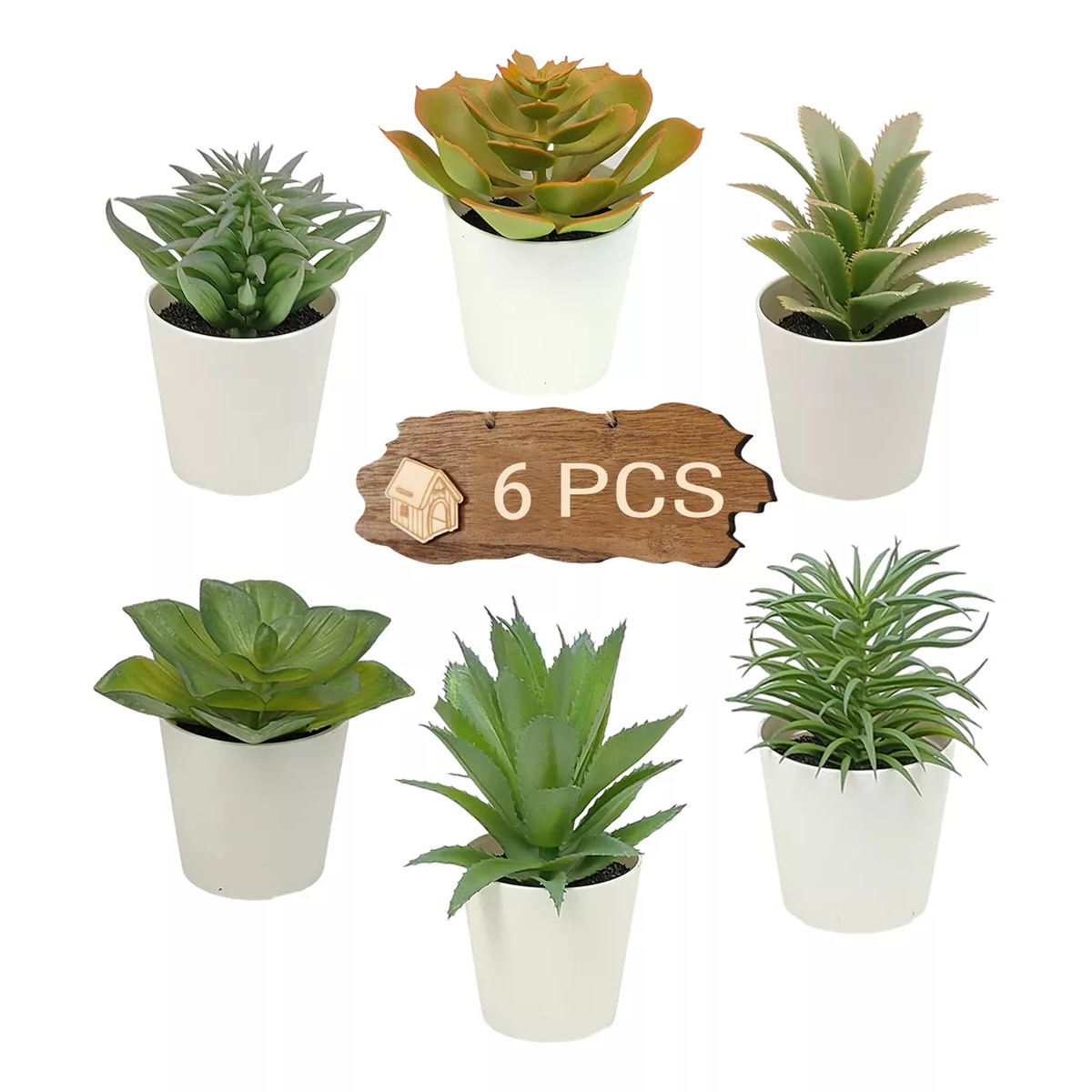 Plantas Suculentas Artificiales Macetas Decorativas 6 Pcs