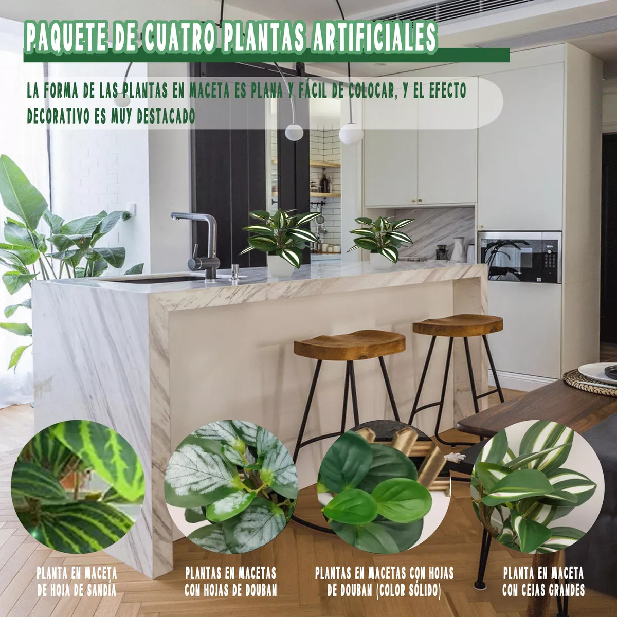 4 Macetas Plantas Artificiales Macetas Decorativas