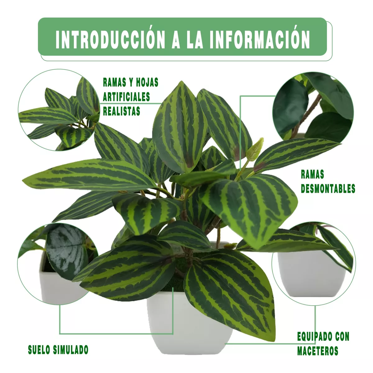 4 Macetas Plantas Artificiales Macetas Decorativas