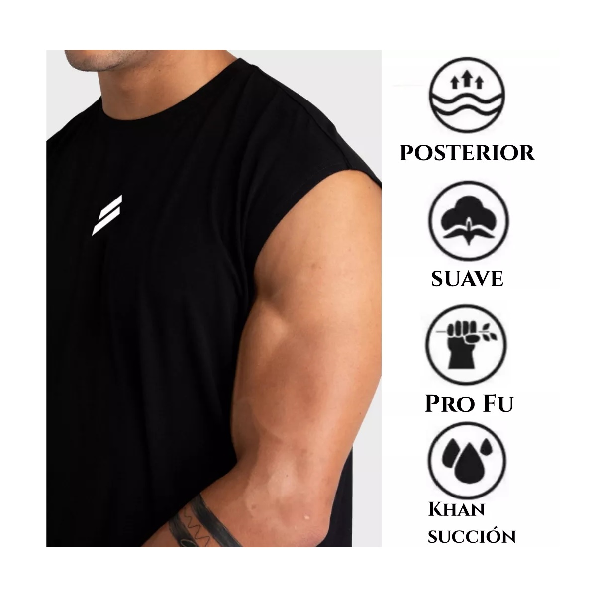 Playeras Gym Sin Mangas Hombre Deportiva Color:Negro  Talla  M