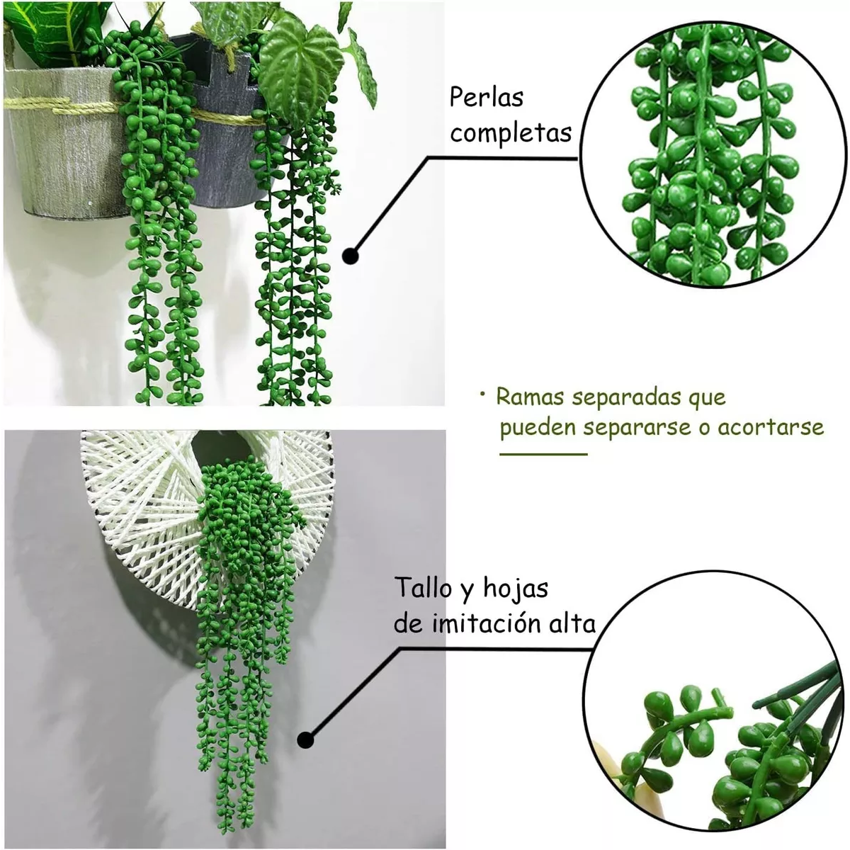 Plantas Artificiales De Perlas Suculentas Colgantes De 4 Pzs