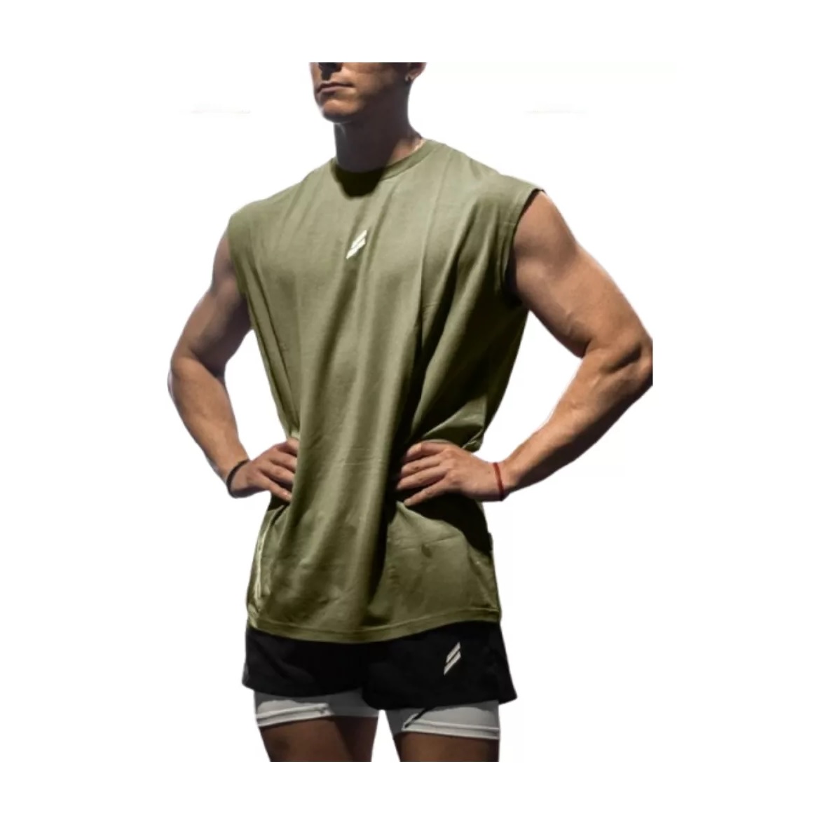Playeras Gym Sin Mangas Hombre Deportiva Color:Verde Militar  Talla  M