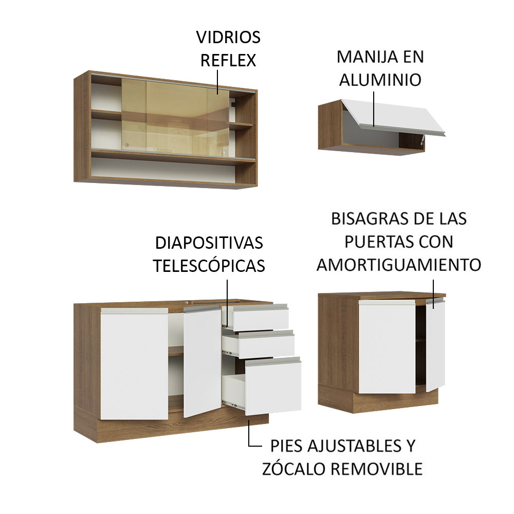 Cocina Integral Completa Madesa Glamy 200cm con Tarja MB 