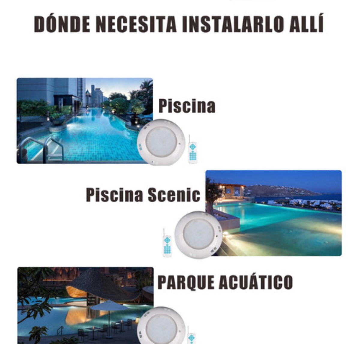 Lampara Para Alberca Control Remoto Rgb Multicolor 35w BLANCO