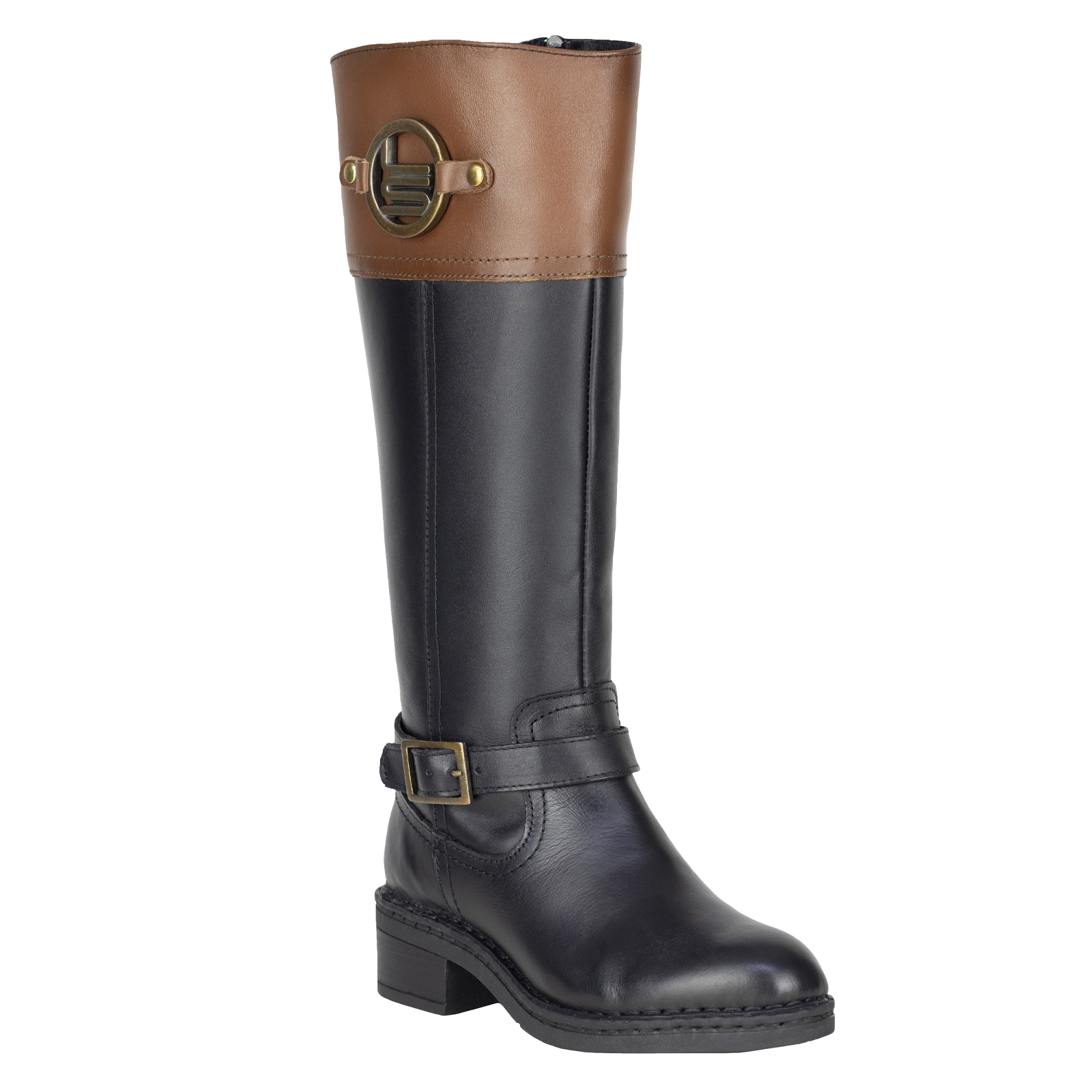 Bota Larga Mujer Clasica Con Cierre Lobo Solo 5083 Negro Miel