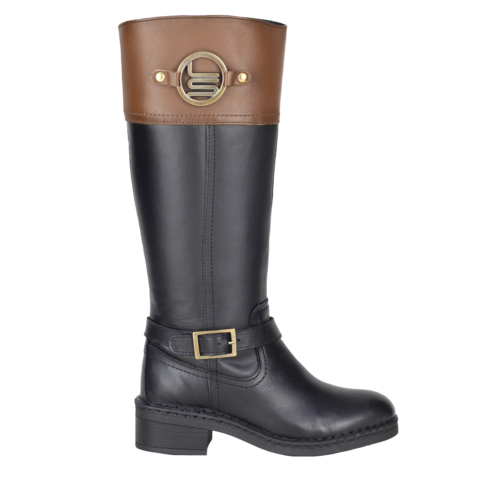Bota Larga Mujer Clasica Con Cierre Lobo Solo 5083 Negro Miel