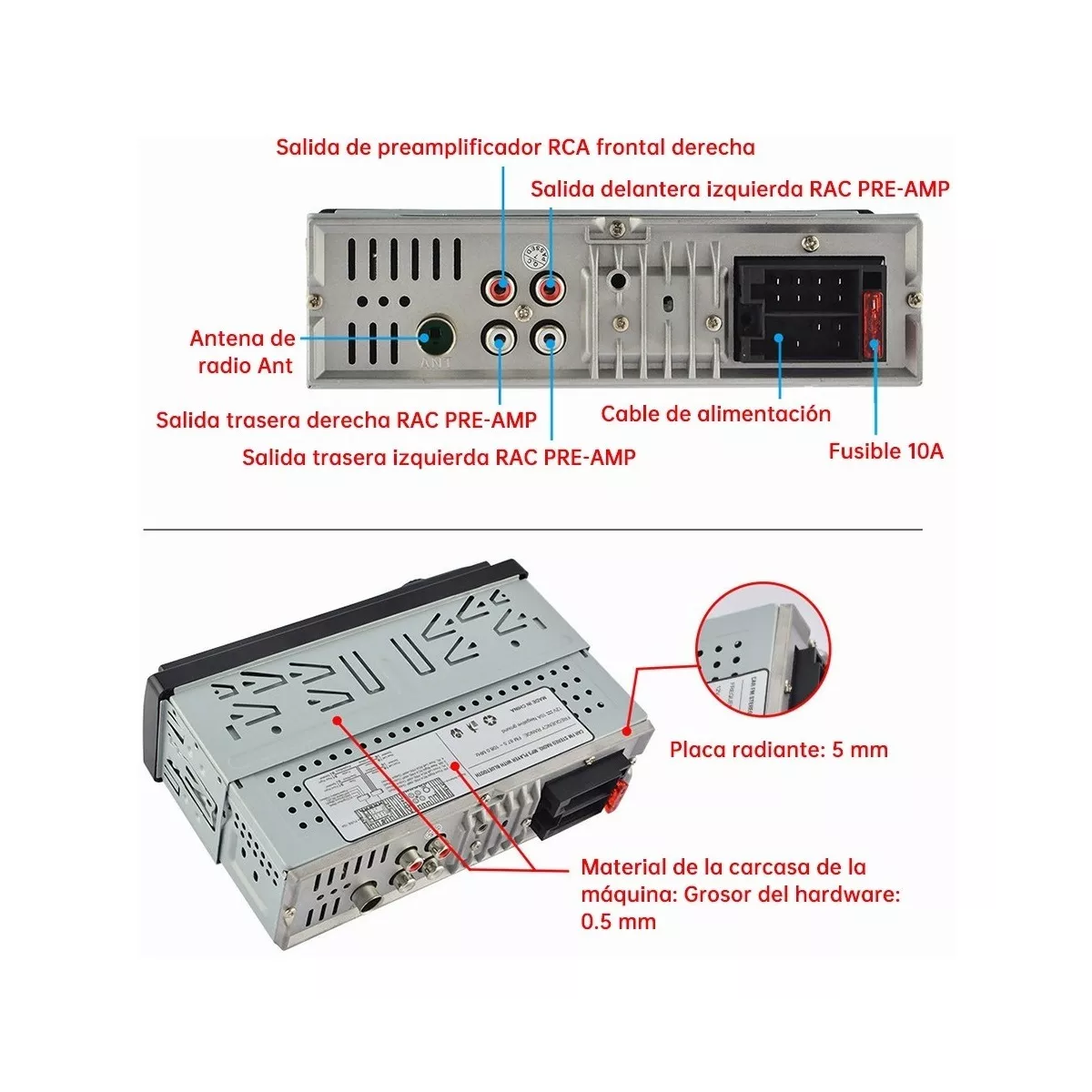Stereo Auto Con Mp3 2 Usb Bluetooth 1 Din