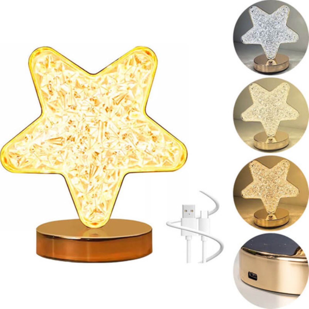 Lampara Escritorio Led Luz Noche Cristal Lámpara Decorativa ESTRELLA BLANCA