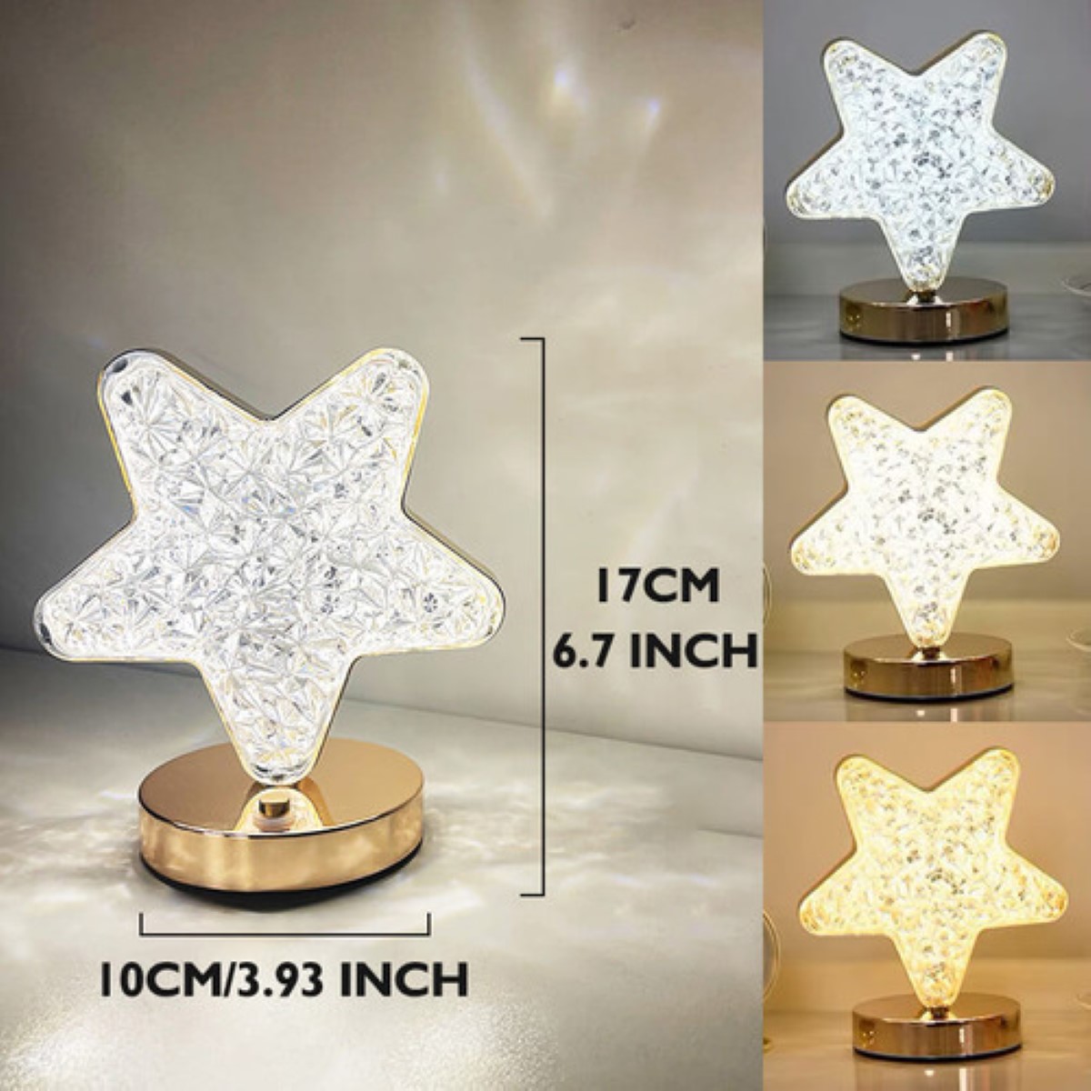 Lampara Escritorio Led Luz Noche Cristal Lámpara Decorativa ESTRELLA BLANCA