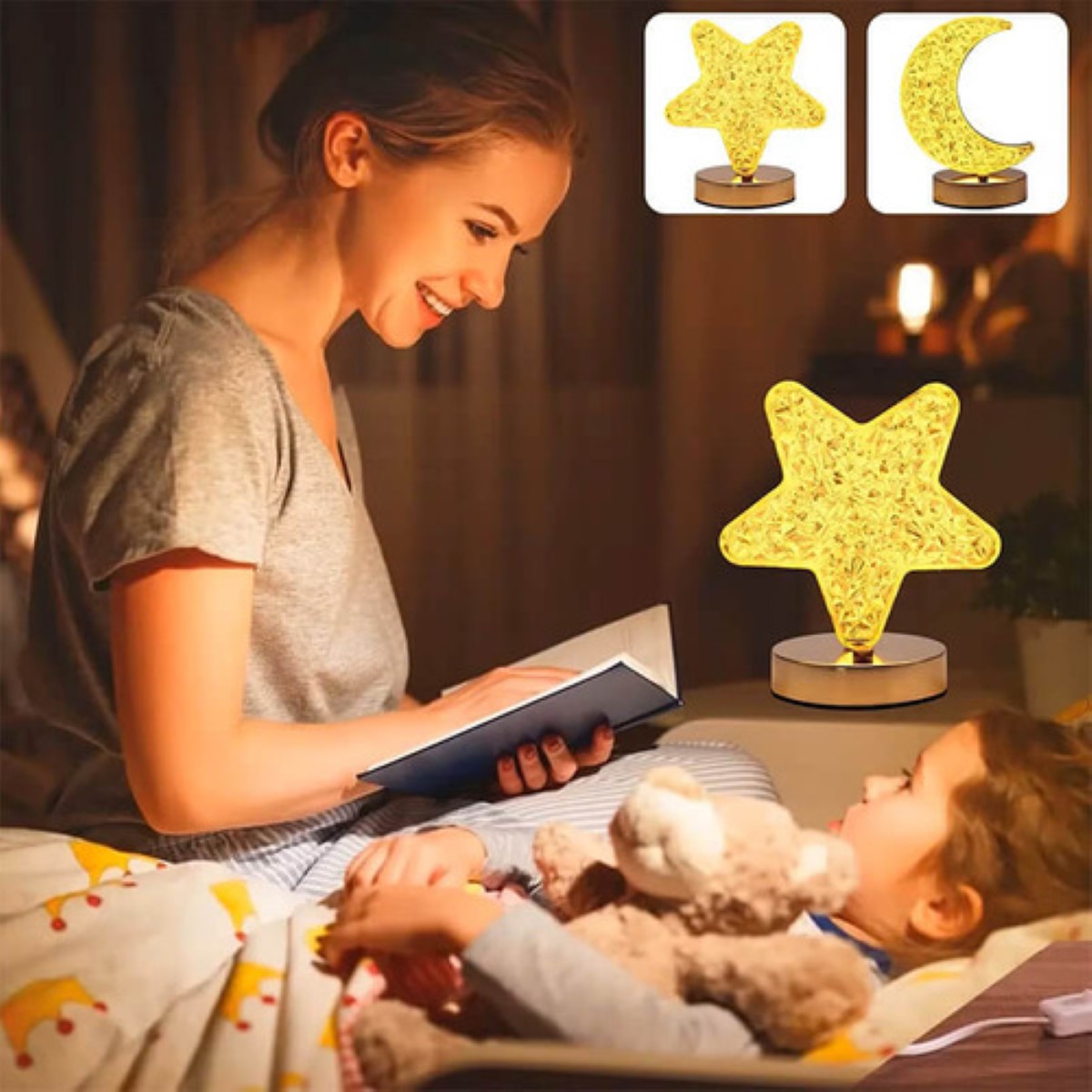 Lampara Escritorio Led Luz Noche Cristal Lámpara Decorativa ESTRELLA BLANCA