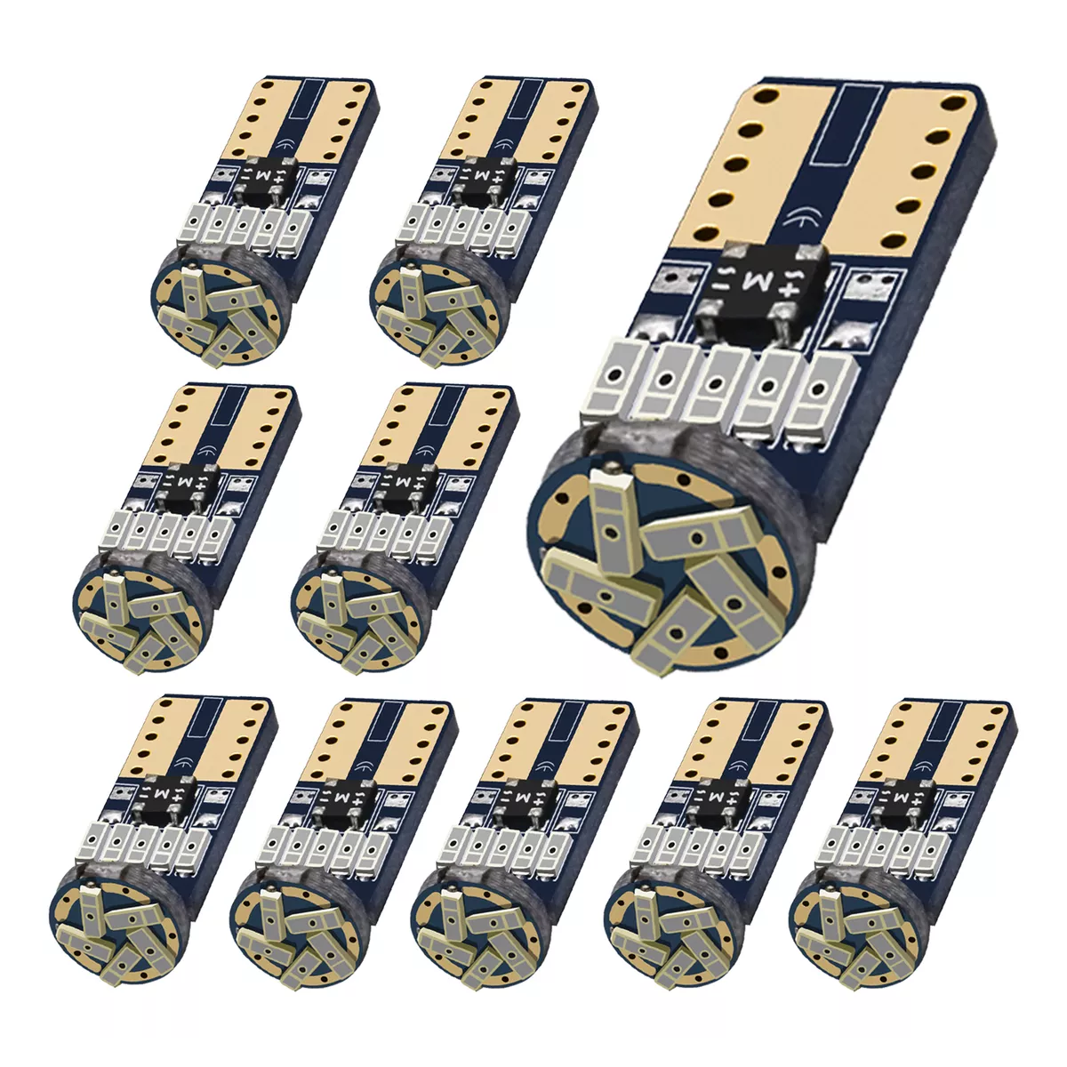 10 Focos Led Pellizco T10 W5w 194 168 2825 192 Amarillo