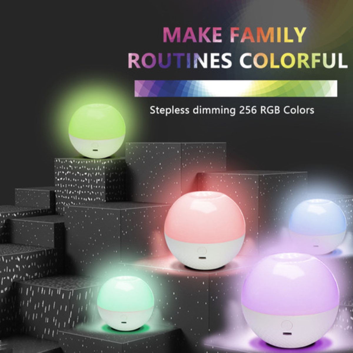 Lampara De Noche Led Rgb Touch/control Recargable 2700k BLANCO