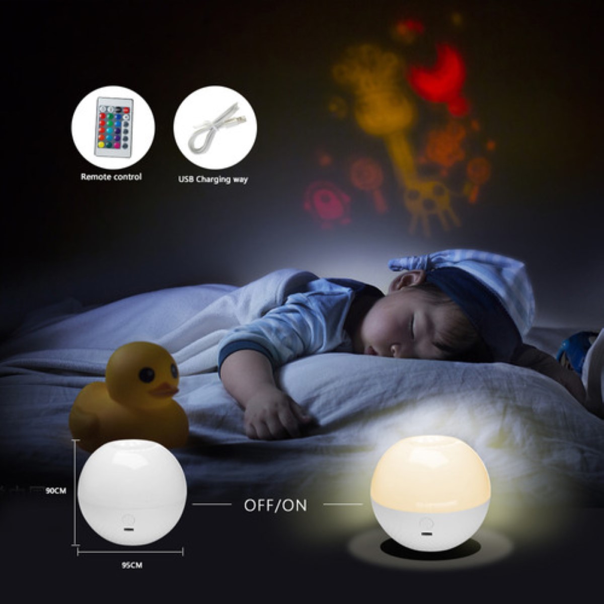 Lampara De Noche Led Rgb Touch/control Recargable 2700k BLANCO