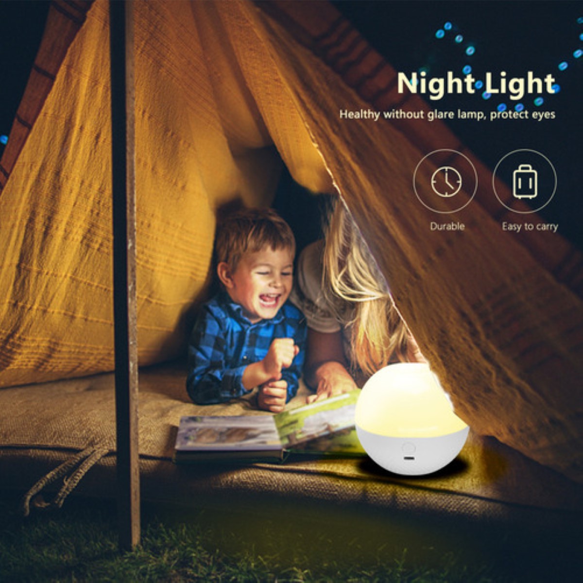 Lampara De Noche Led Rgb Touch/control Recargable 2700k BLANCO