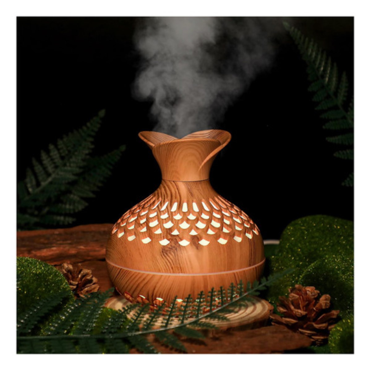 Humidificador Difusor Lámpara Colorida Light Wood Grain CAFE 