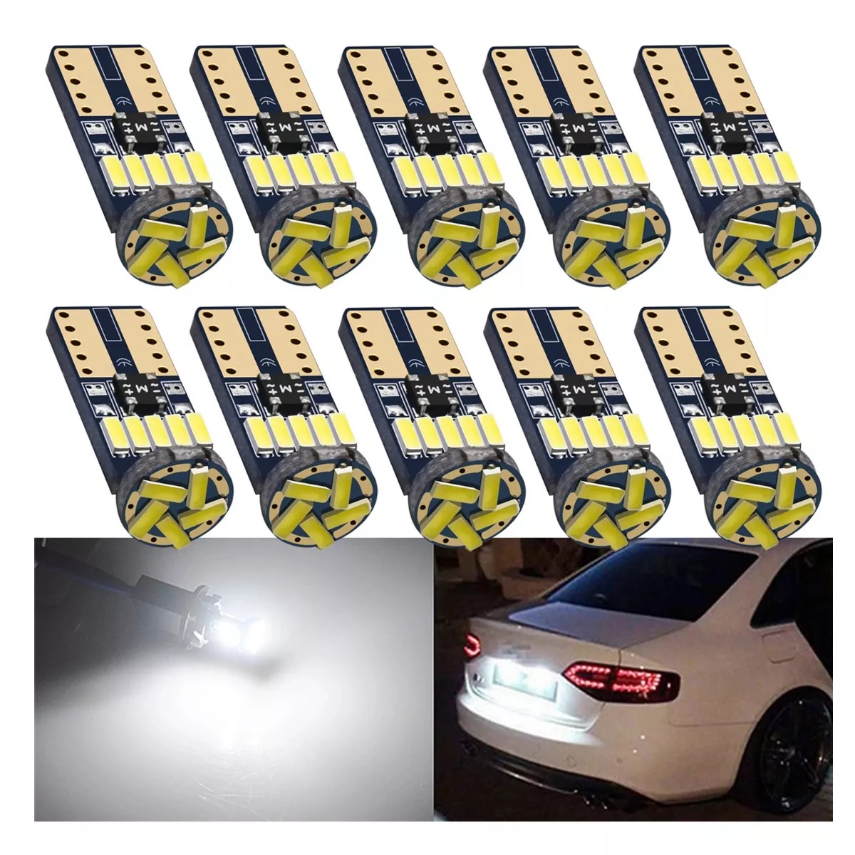 10 Focos Led Pellizco T10 W5w 194 168 2825 192 Blanco