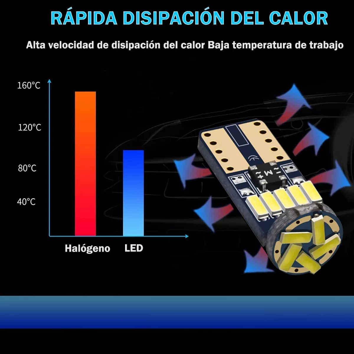 10 Focos Led Pellizco T10 W5w 194 168 2825 192 Azul