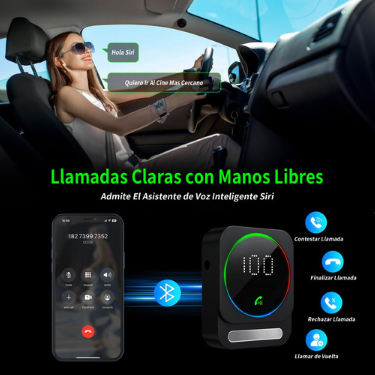 Adaptador Auxiliar Bluetooth, Receptor De Audio Con Jack 3.5 NEGRO