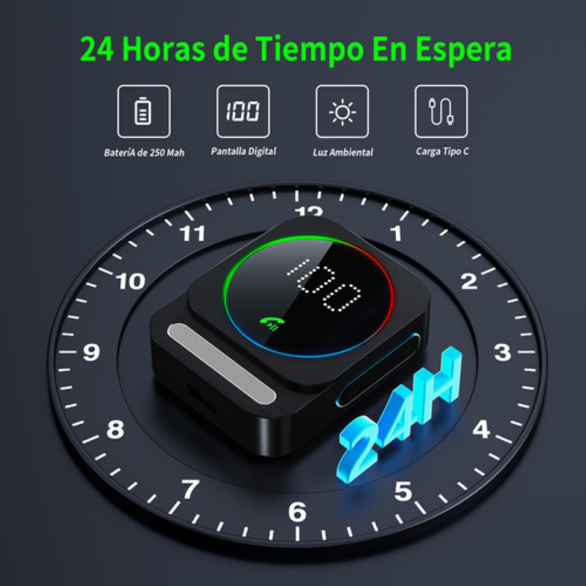 Adaptador Auxiliar Bluetooth, Receptor De Audio Con Jack 3.5 NEGRO