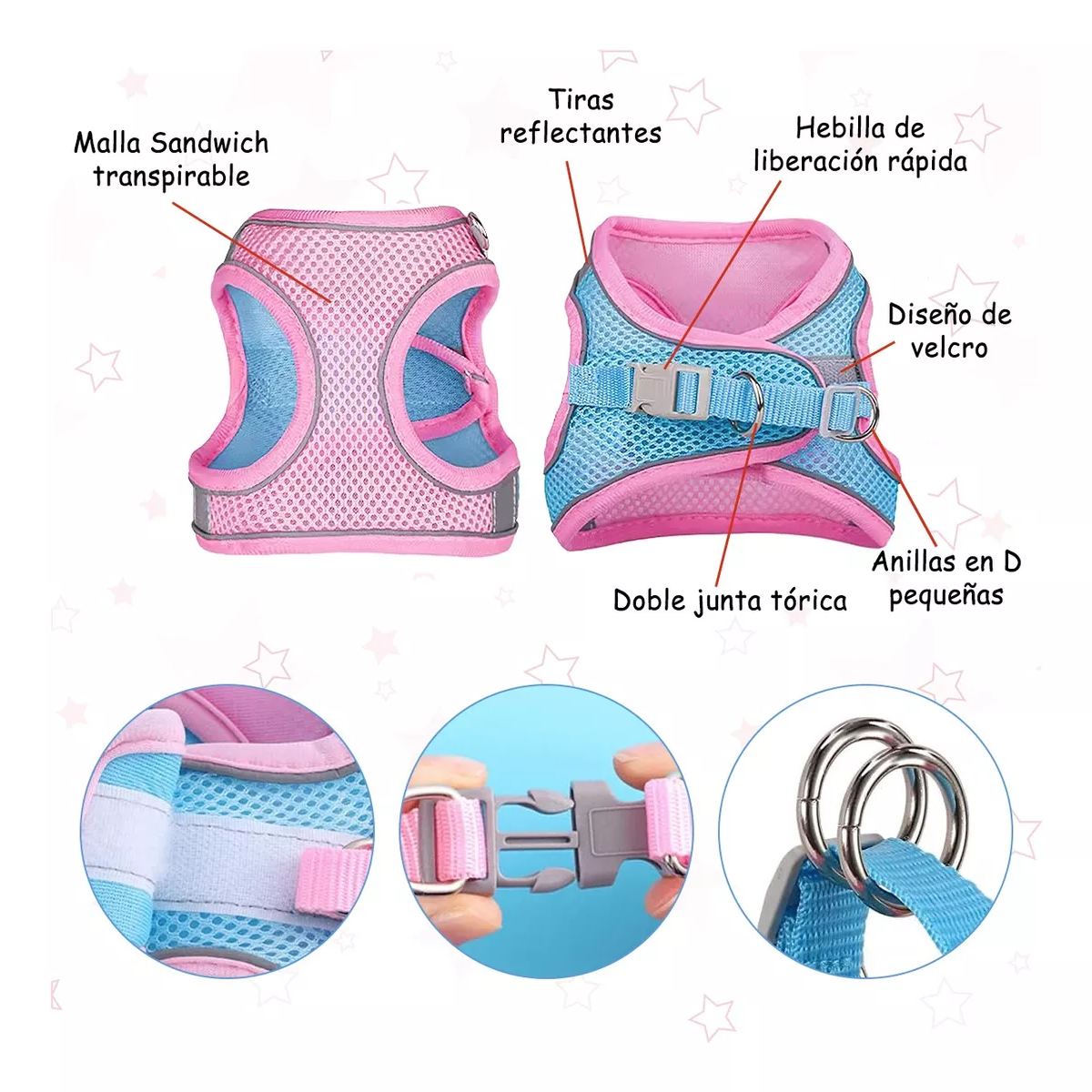 Set 2 Pechera Arnés Y Correa Para Perros Y Gatos Estilo1 Talla XS