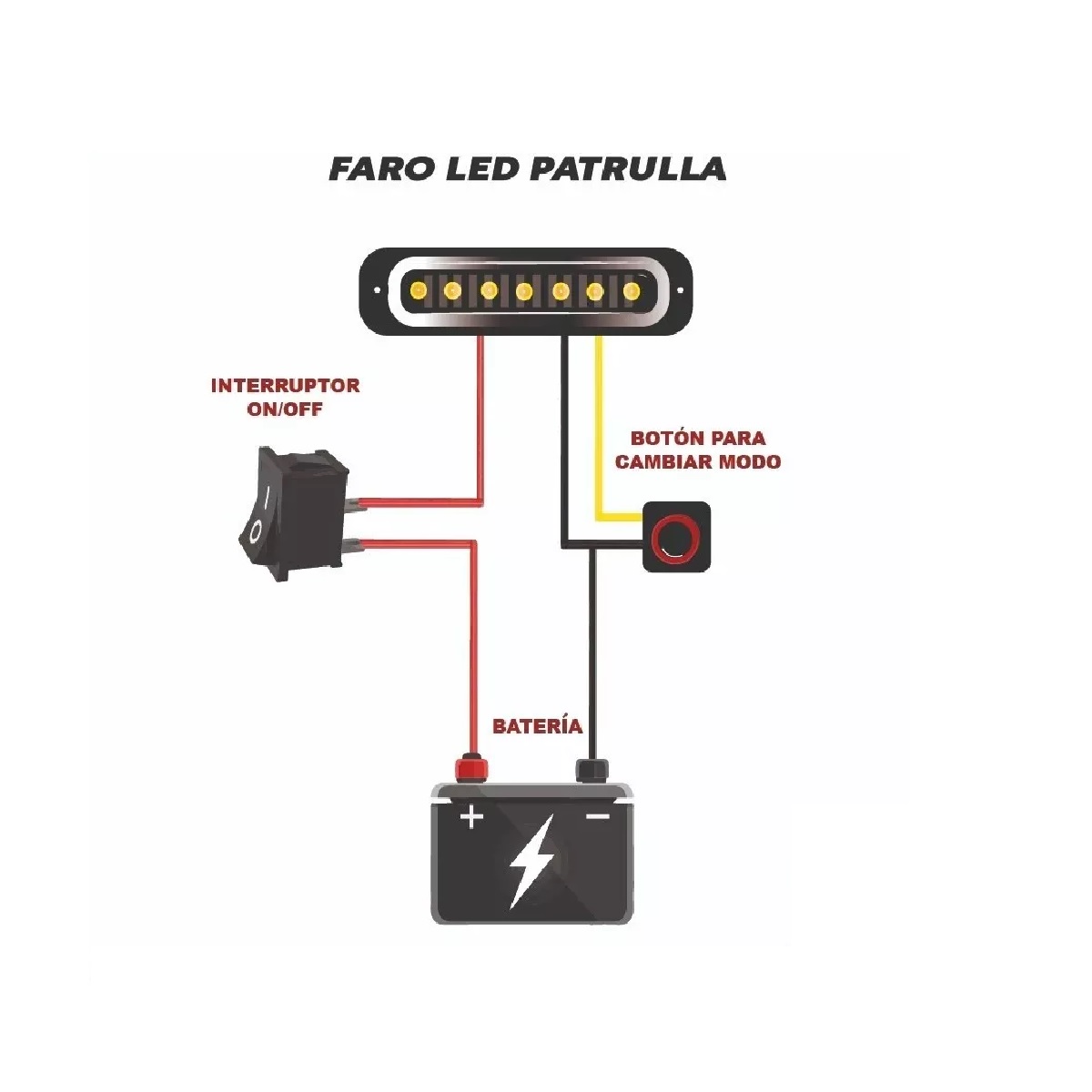 Par Faro Led Amarillo/Blanco Patrulla Escolta Barra Lateral Estrobo Moto Auto 