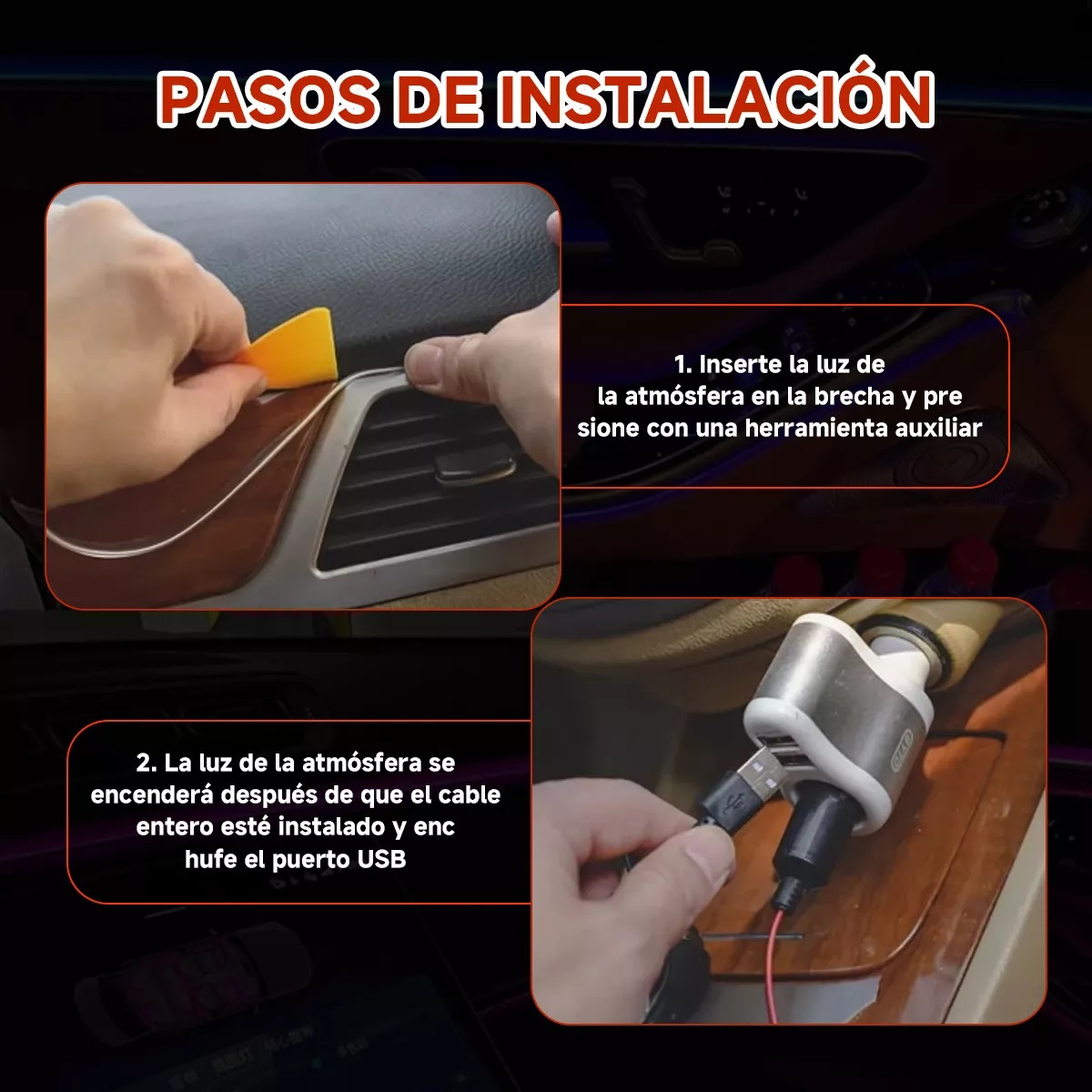 5m Tira Neon Led De Flexible Luz Auto Interior Decorativa Rojo