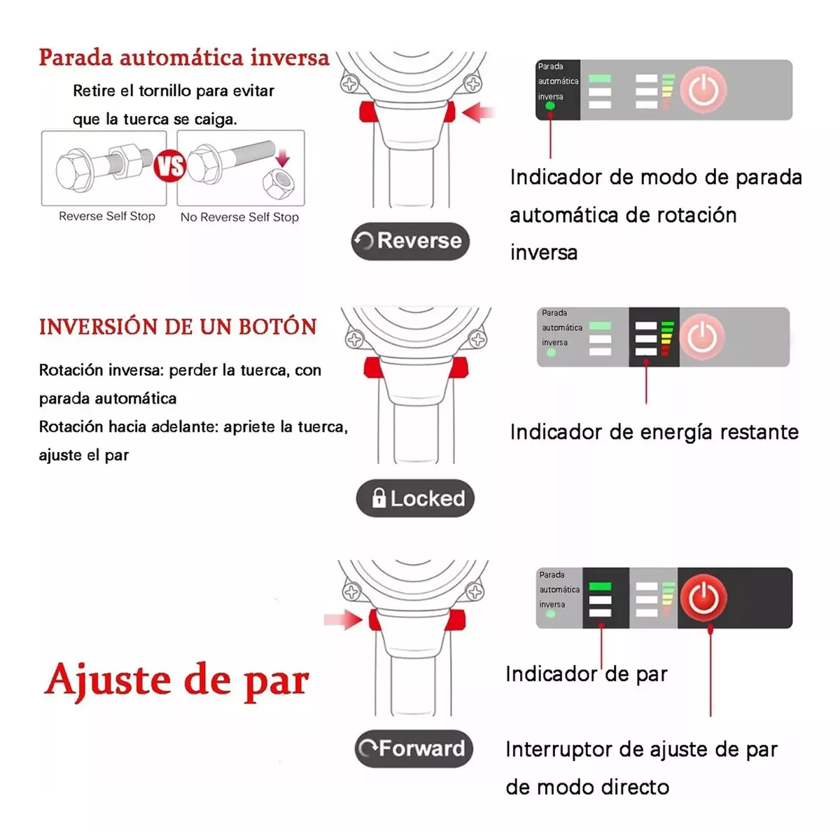 Taladro Pistola Llave Impacto Percutor Electrico Wireless Gris