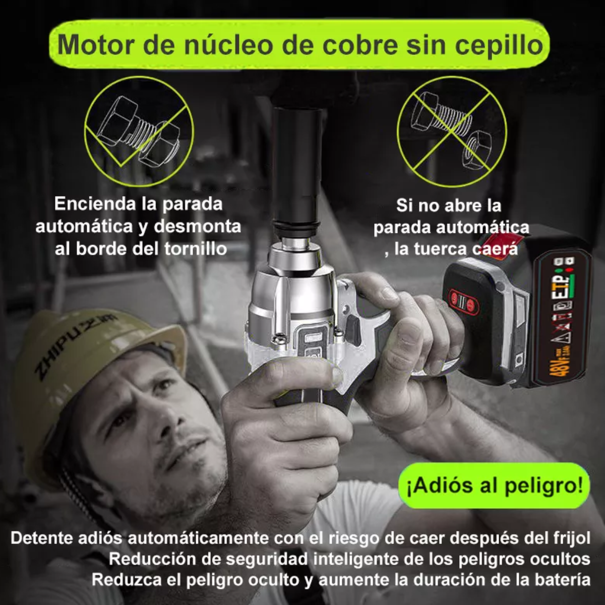 Taladro Pistola Llave Impacto Percutor Electrico Wireless Gris