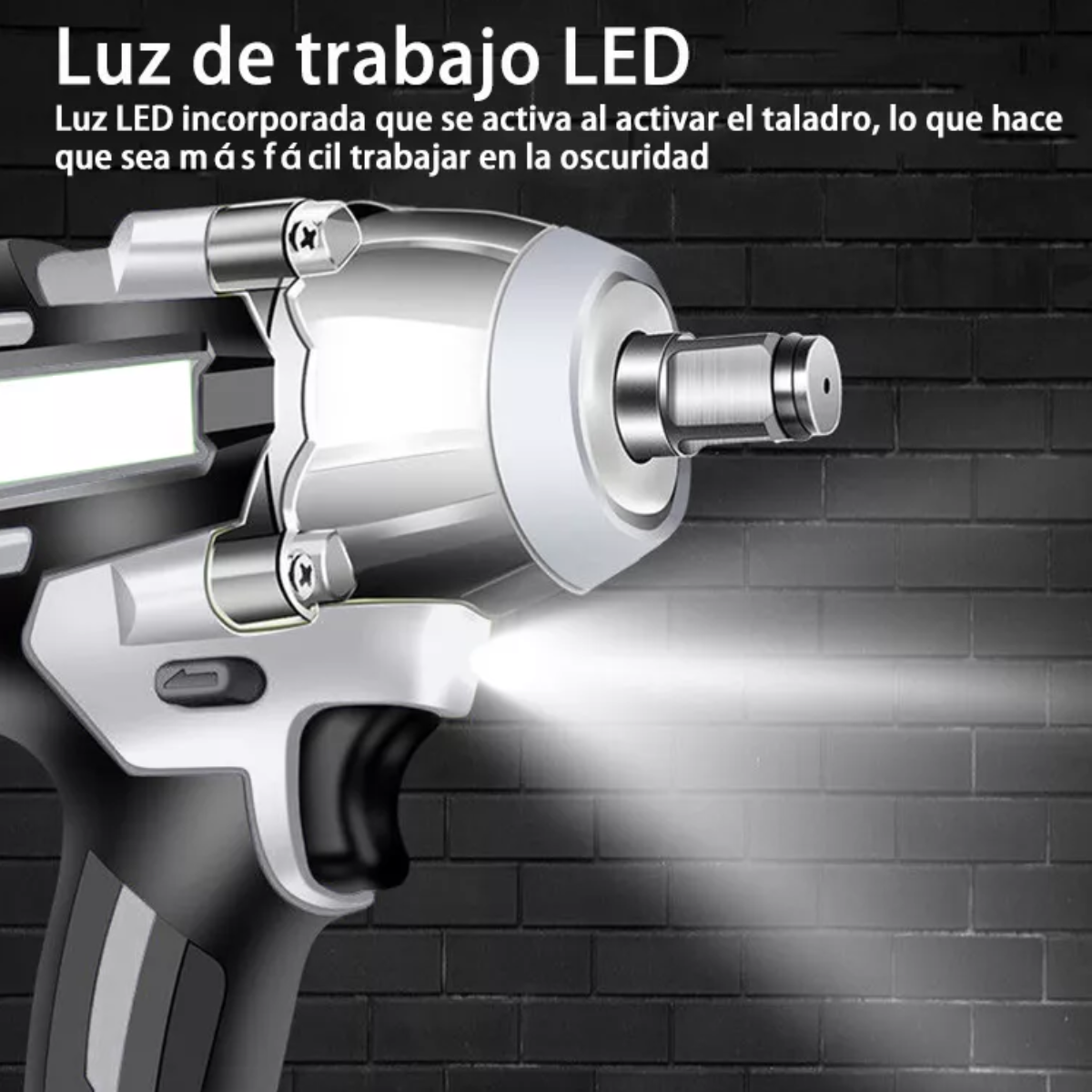 Taladro Pistola Llave Impacto Percutor Electrico Wireless Gris