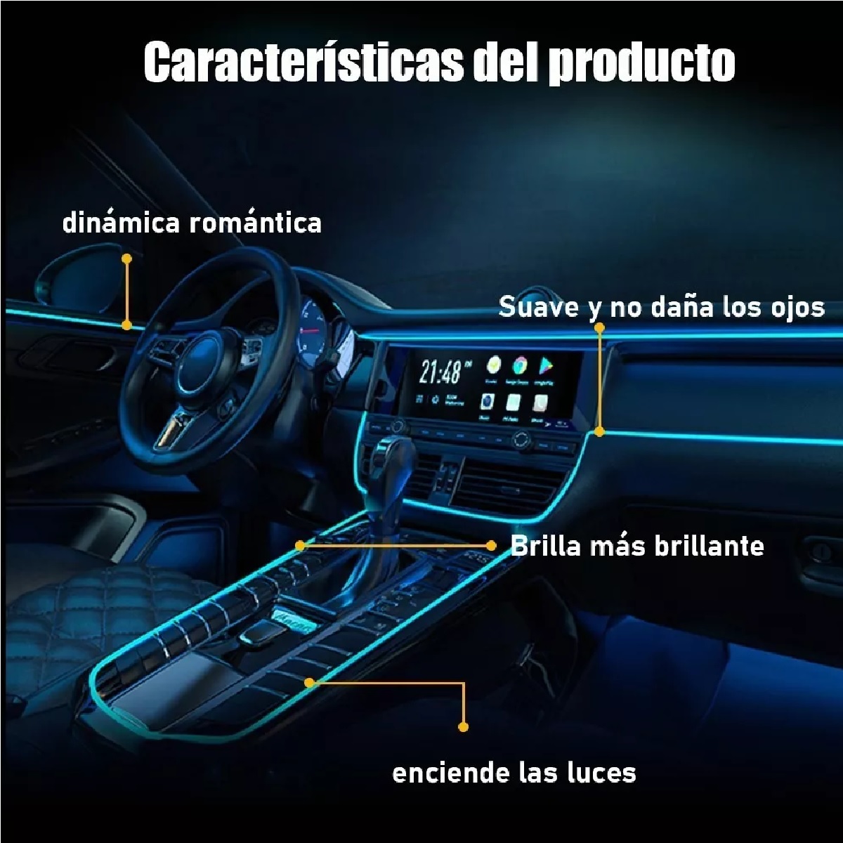 5m Tira Neon Led De Flexible Luz Auto Interior Decorativa Azul hielo