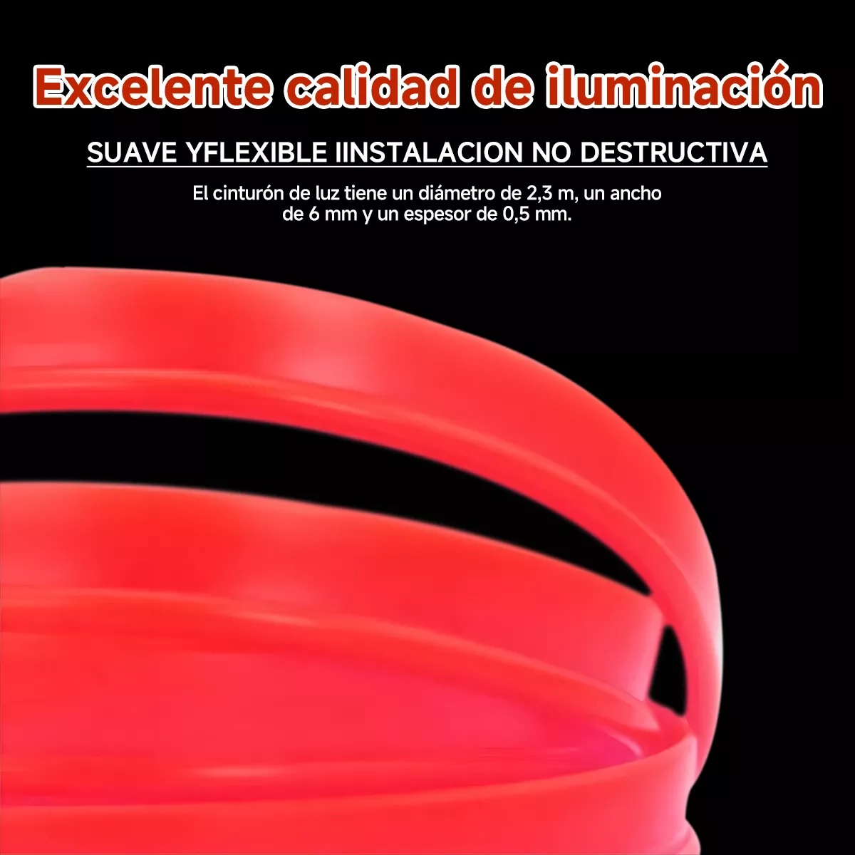 5m Tira Neon Led De Flexible Luz Auto Interior Decorativa Rojo