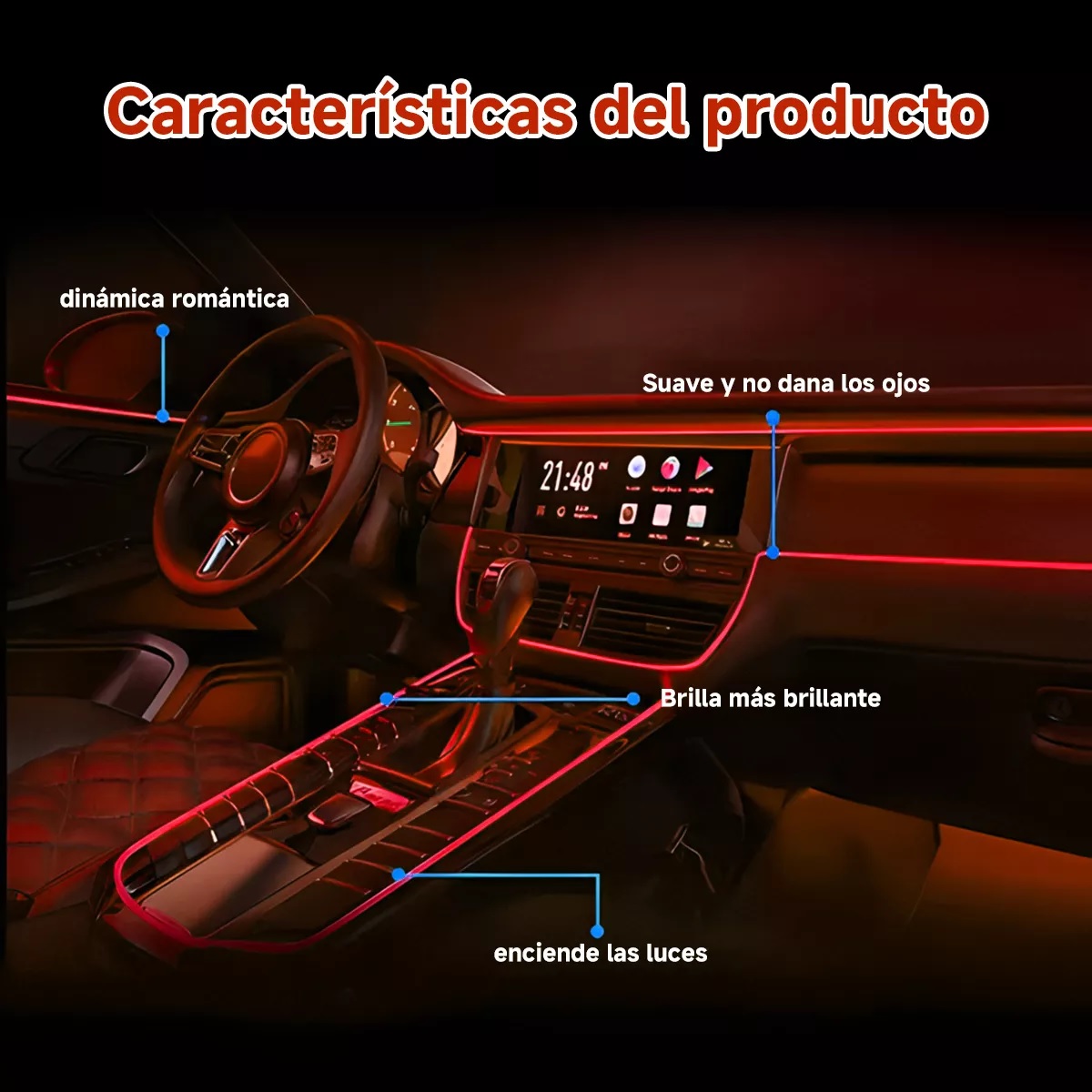 5m Tira Neon Led De Flexible Luz Auto Interior Decorativa Rojo