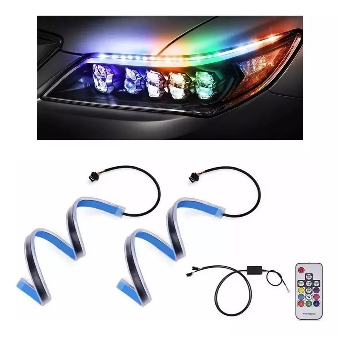 Par Tira Luz Drl Direccional Secuencial Fluyendo Rgb Auto 60cm