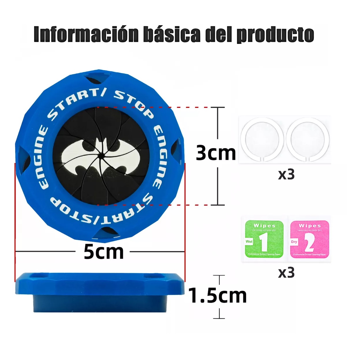 3pz Accesorio Decorativo Encendido Switch Llave Moto Auto azul