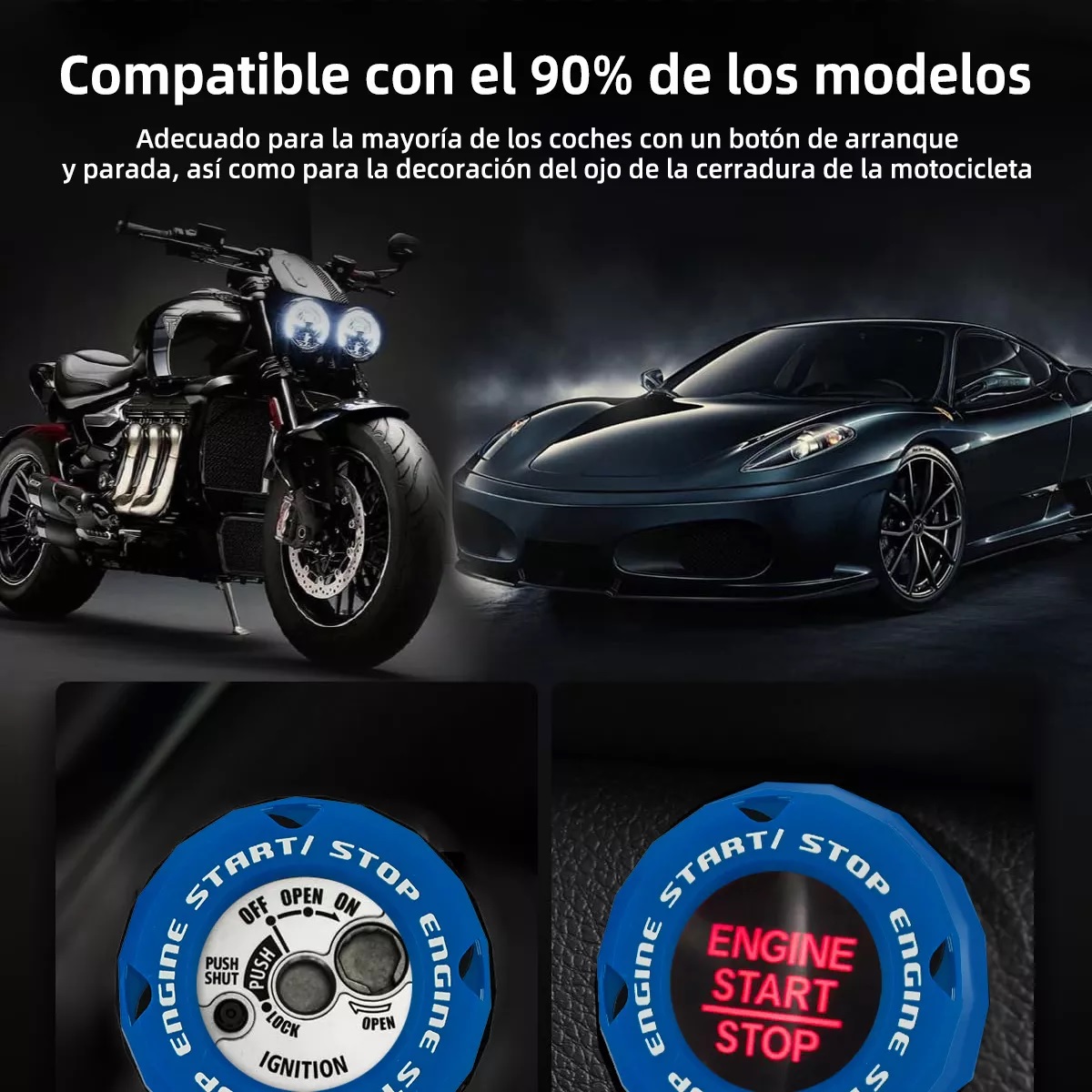 3pz Accesorio Decorativo Encendido Switch Llave Moto Auto azul