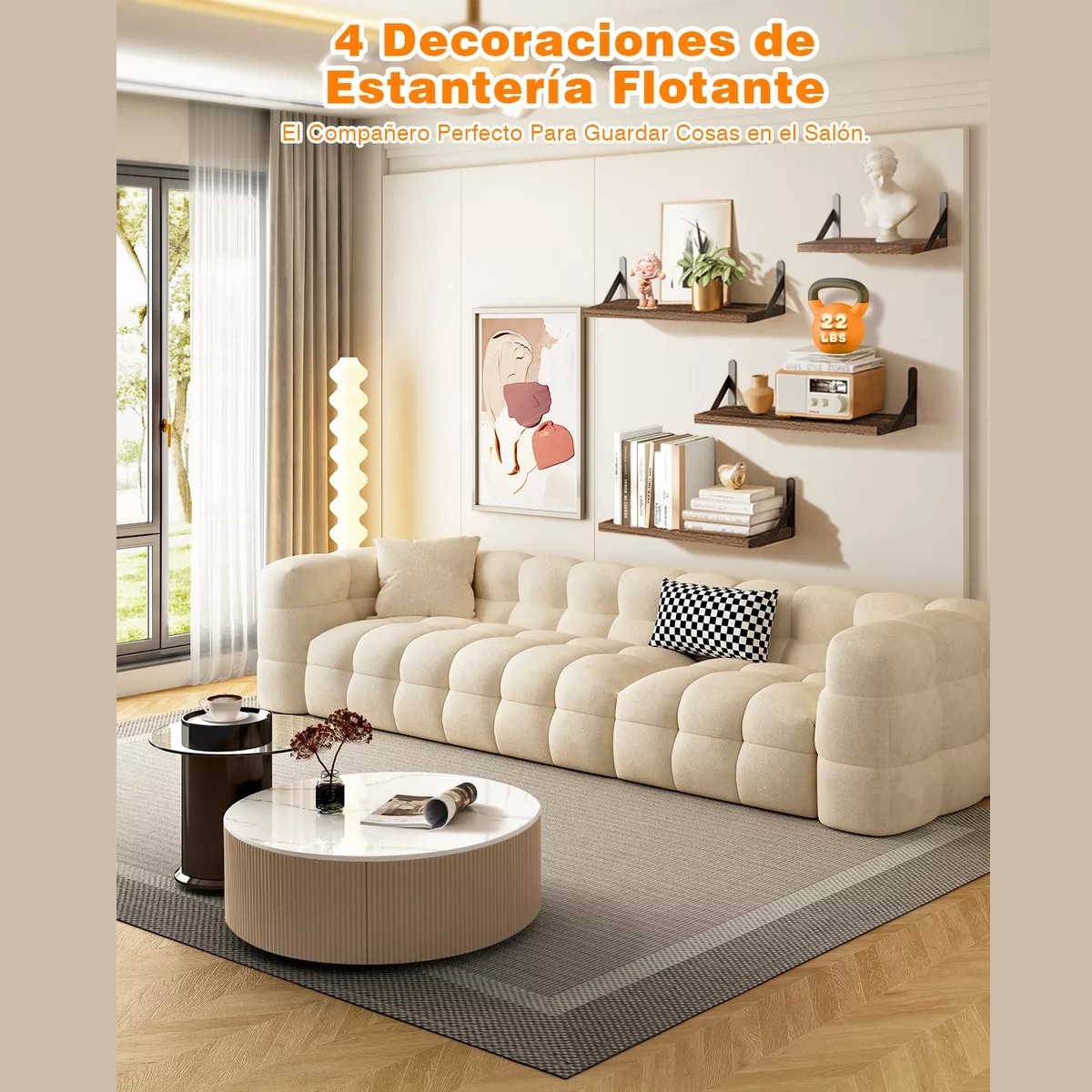 Repisas Flotantes Madera Modernas Estantes Baño Topon 4 Pzs Marron