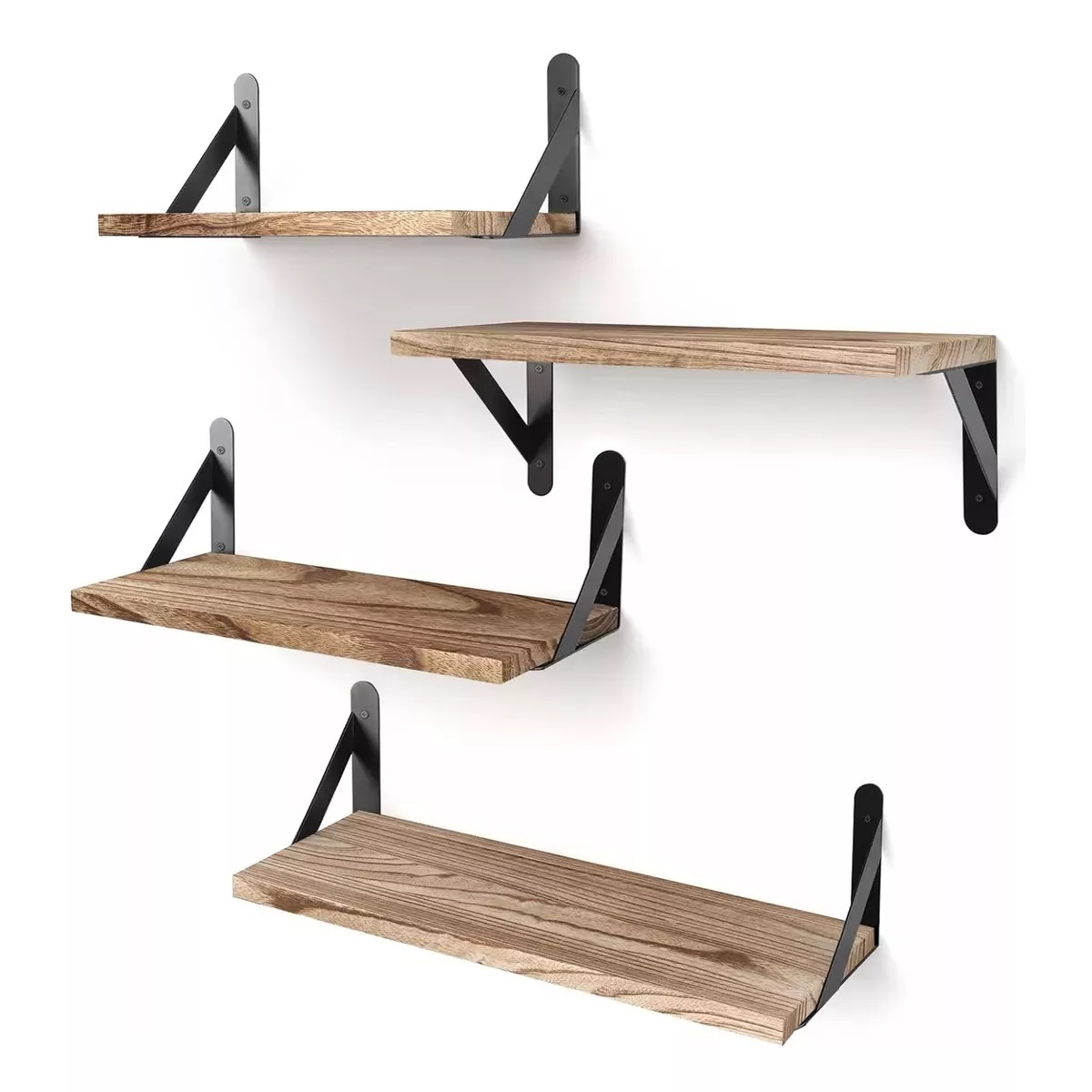 Repisas Flotantes Madera Modernas Estantes Baño Topon 4 Pzs Marron Claro