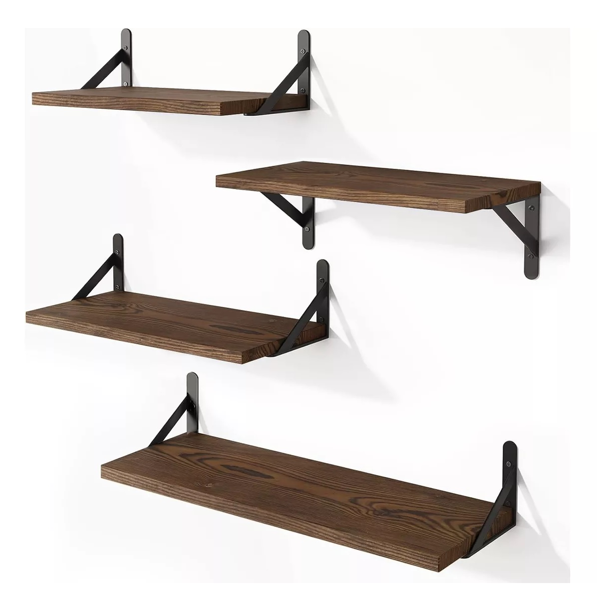 Repisas Flotantes Madera Modernas Estantes Baño Topon 4 Pzs Marron
