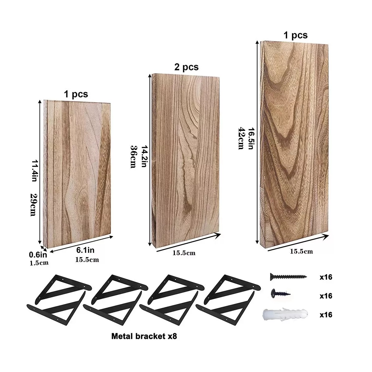 Repisas Flotantes Madera Modernas Estantes Baño Topon 4 Pzs Marron Claro