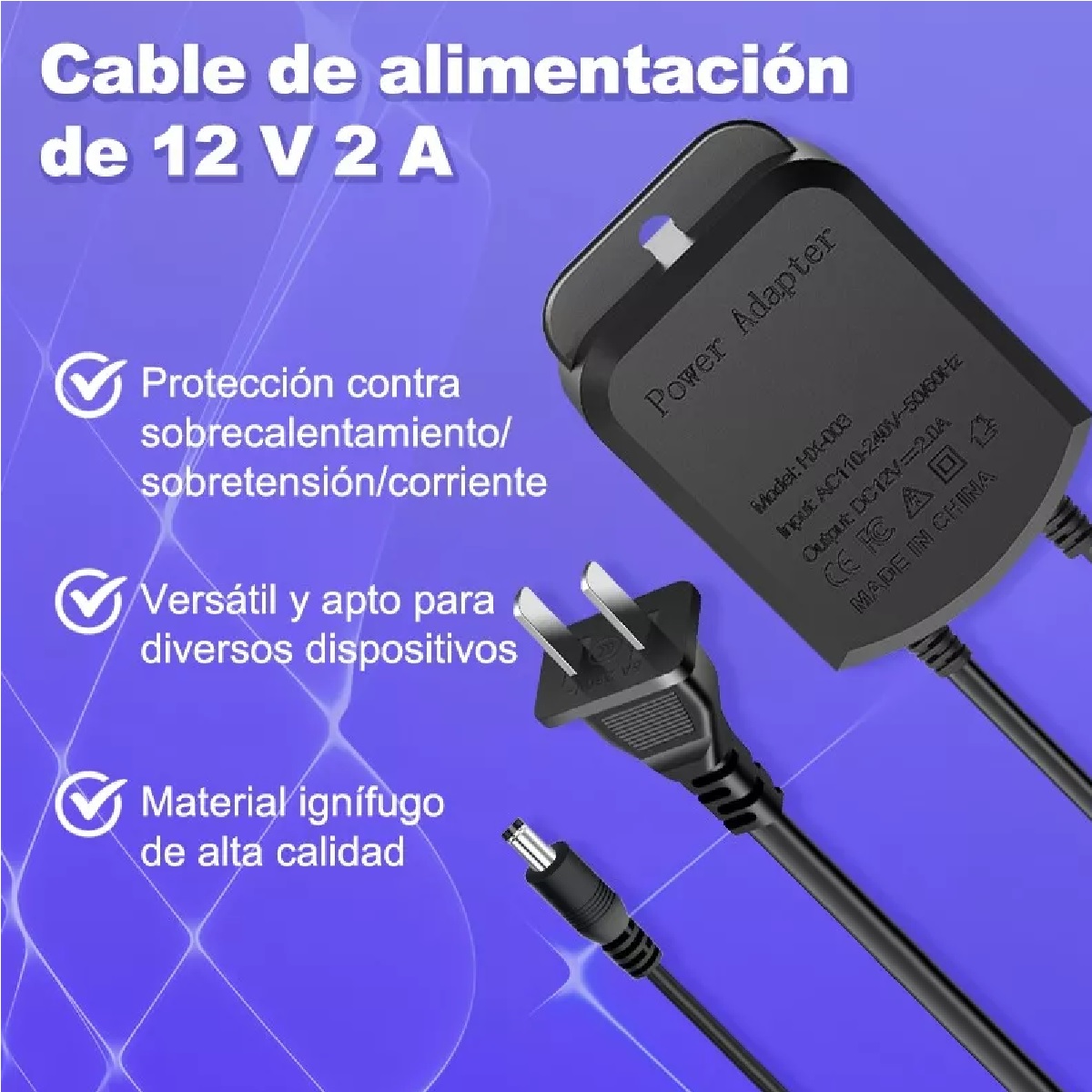 Eliminador De Corriente 12v 2a Para Cámara De Seguridad