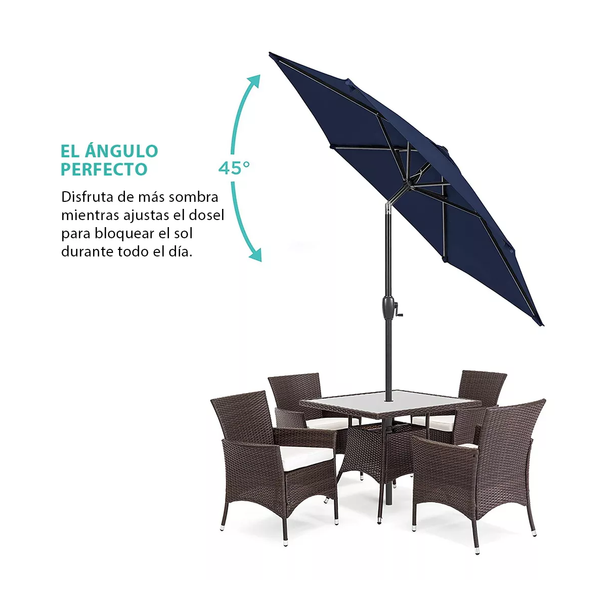 Sombrilla Para Jardín O Playa 7.5ft Angulo De Inclinación Awesome blue