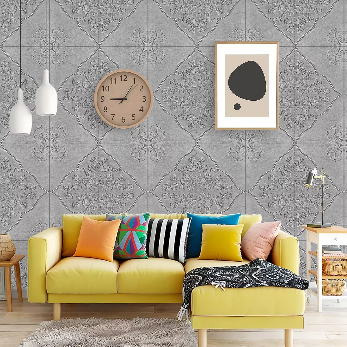 3d Decoración Panel Cuadrilátero Ciruela Patrón Color Plateado