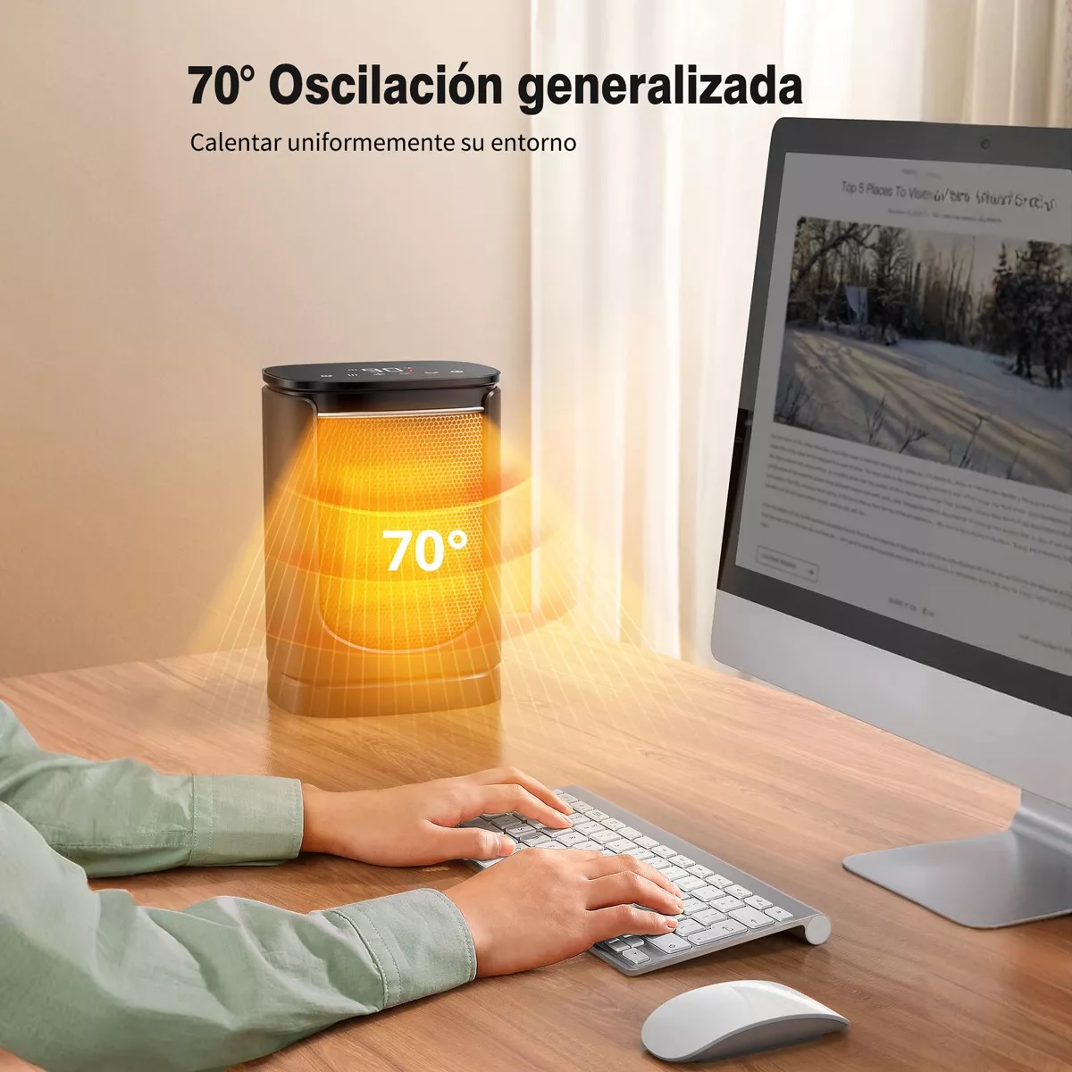 Calefactor Eléctrico Calentador Portátil Ptc 3 Niveles 1500w Negro