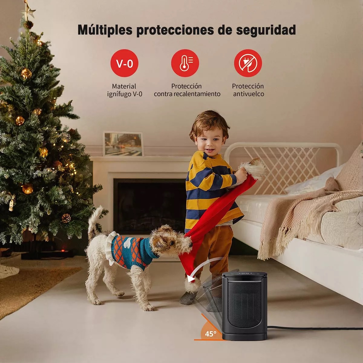 Calefactor Eléctrico Calentador Portátil Ptc 3 Niveles 1500w Negro