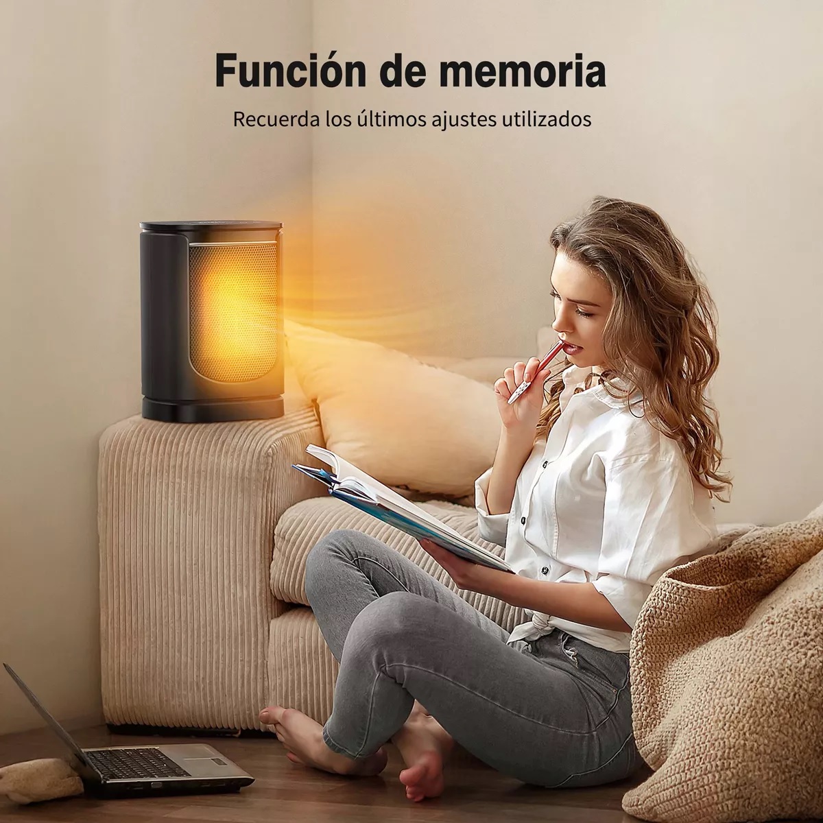 Calefactor Eléctrico Calentador Portátil Ptc 3 Niveles 1500w Negro