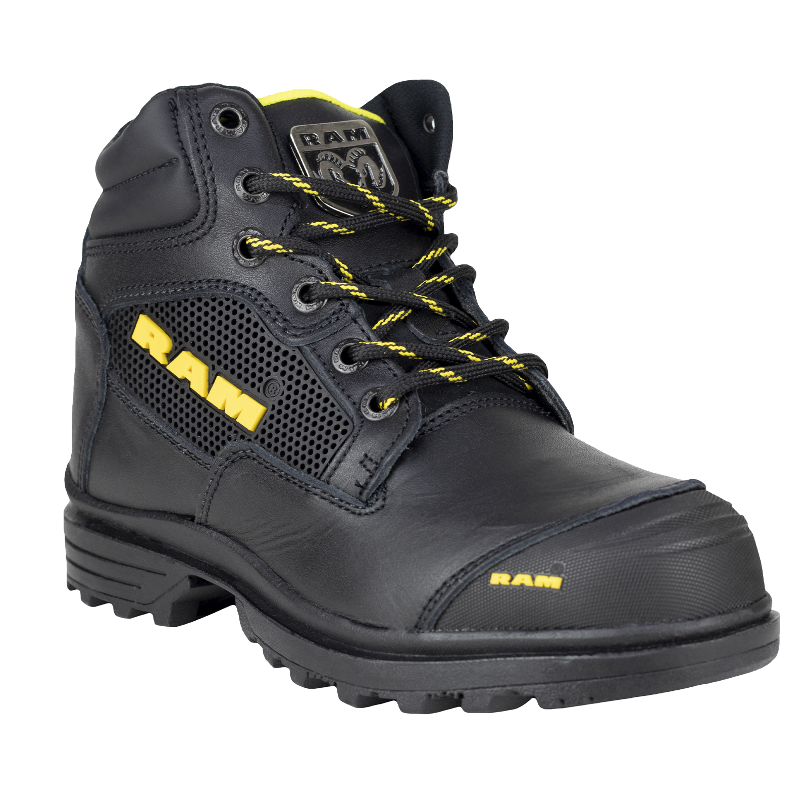 Bota Industriales De Seguridad Ram 9403 Negro Amarillo Casco Acero