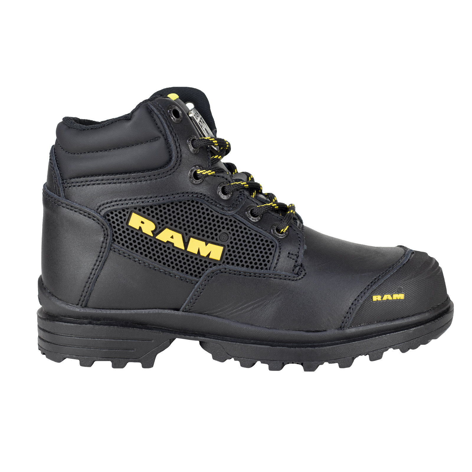 Bota Industriales De Seguridad Ram 9403 Negro Amarillo Casco Acero
